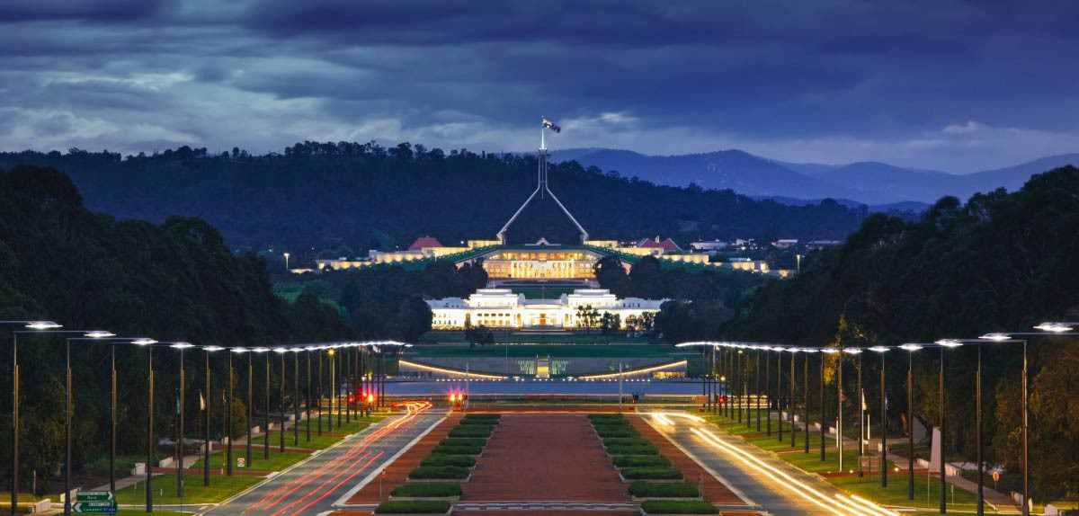 Beautiful view of ANZAC Parade walk Canberra, Australia