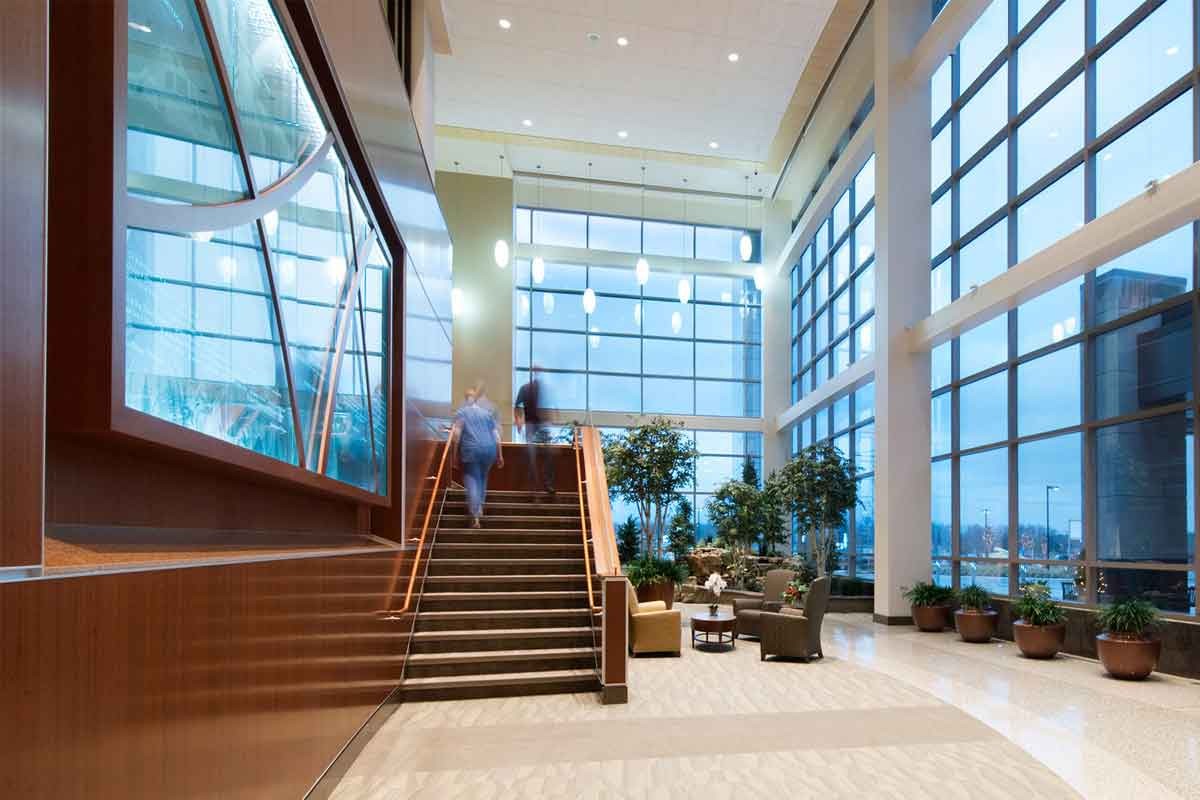 Beautiful view of a lobby inside a hospital